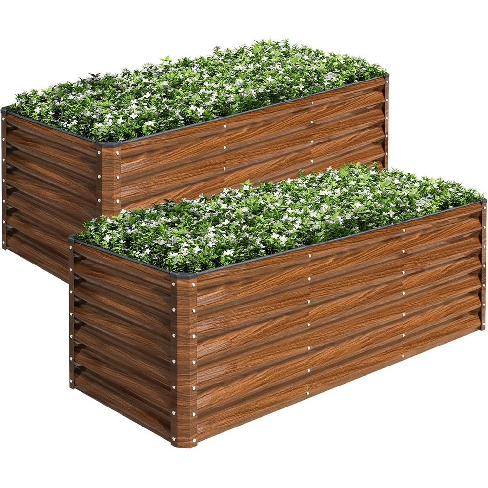 Raised Garden Bed - 2-Pack 6x2x2T Galvanized Raised Garden Bed