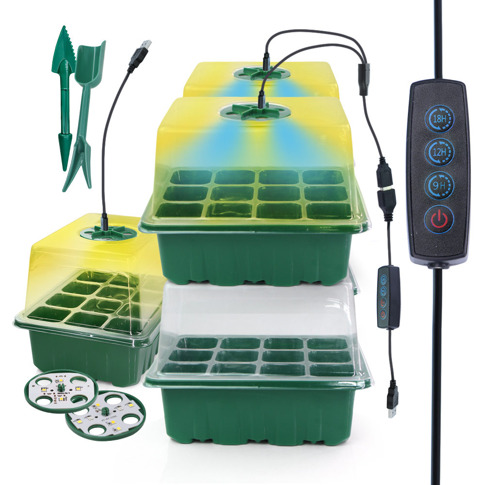 Seed Starter Tray - LED Nursery Pots with Grow Light