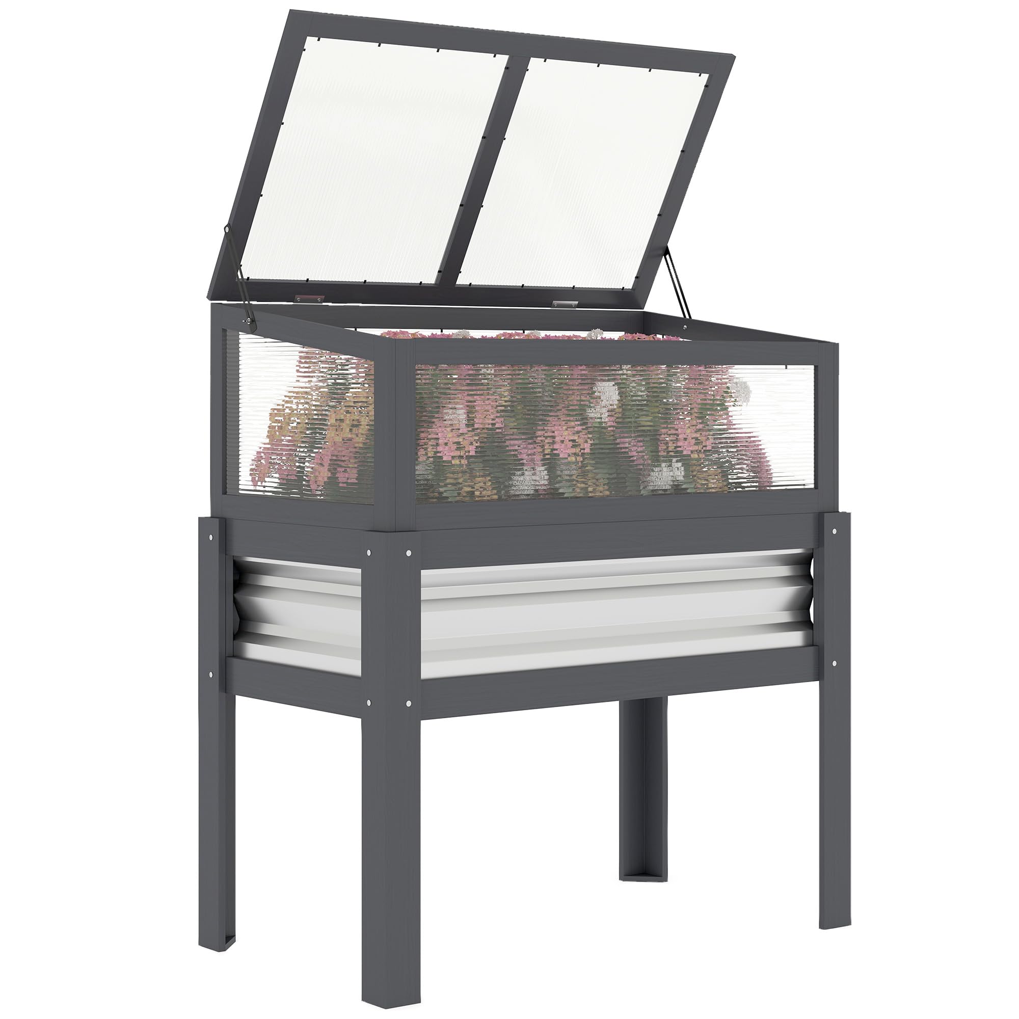 Raised Garden Bed - Wooden Raised Garden Bed with Flip-Up