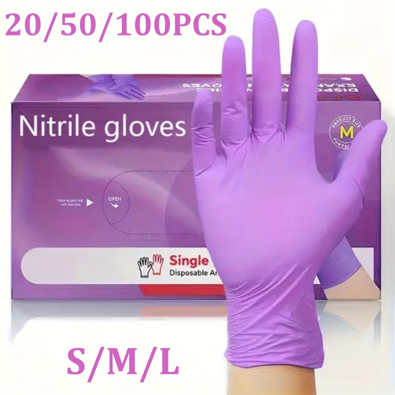 Garden Gloves - 50/100PCS Violet Nitrile Gloves Disposable Purple