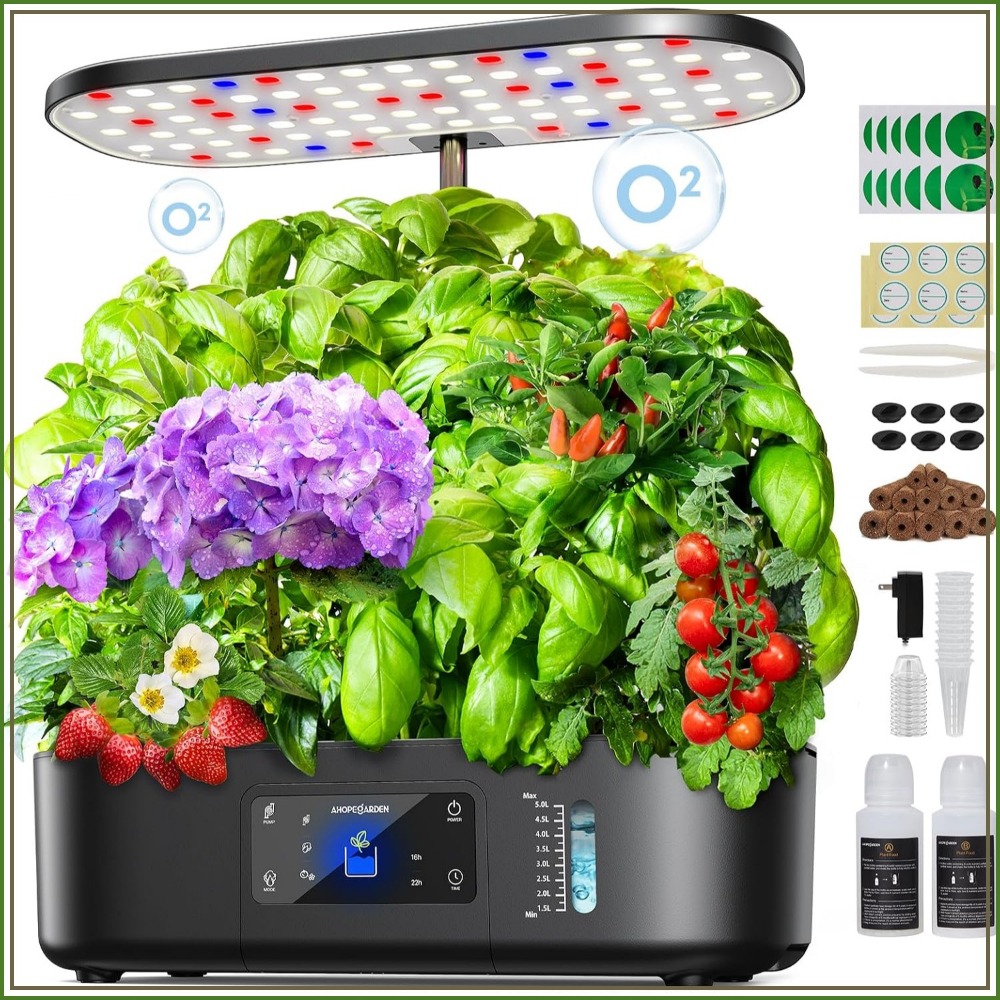 Indoor Herb Garden - 12-Pod Indoor Hydroponic Garden with LCD