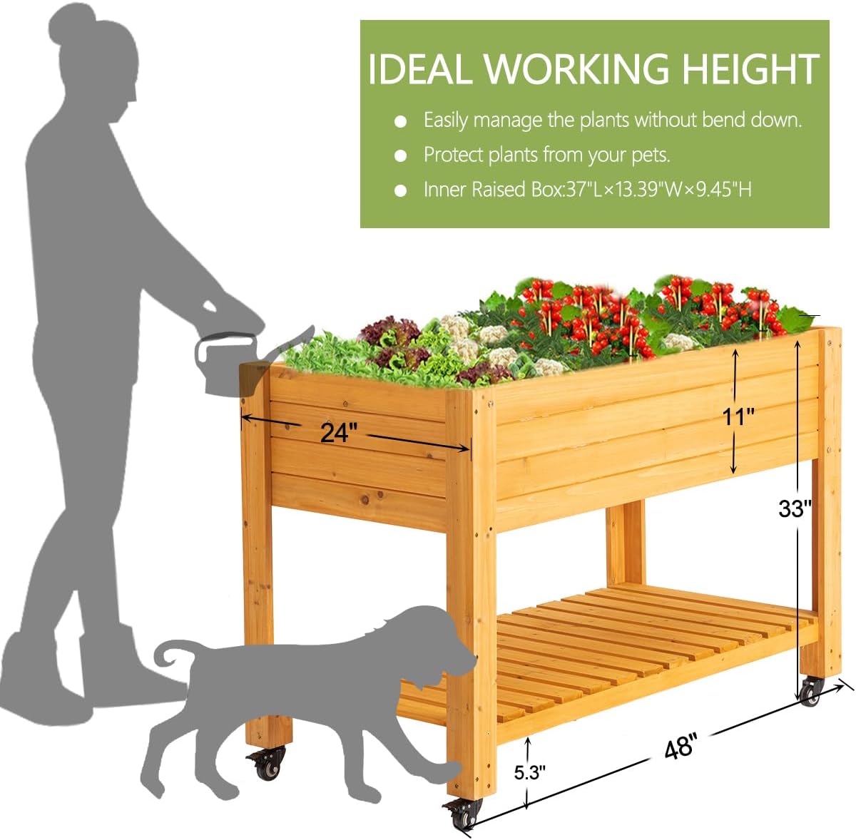 Mobile Wooden Elevated Raised  - Raised Garden Bed 评论和价格