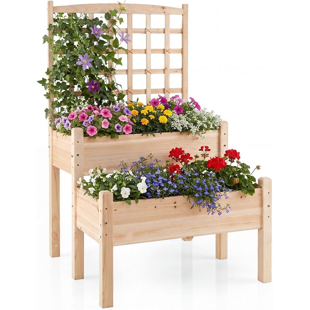 Raised Garden Bed with Trellis - Raised Garden Bed 评论和价格