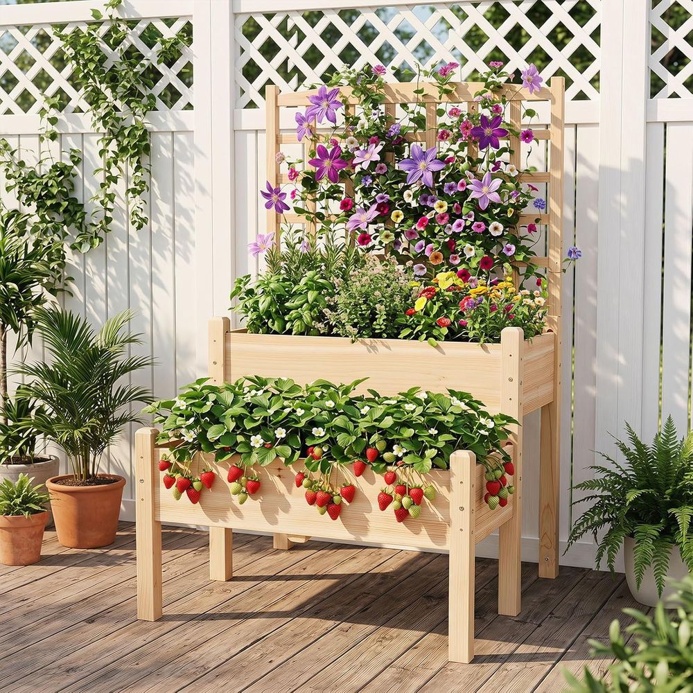 Raised Garden Bed with Trellis - Raised Garden Bed 评论和价格