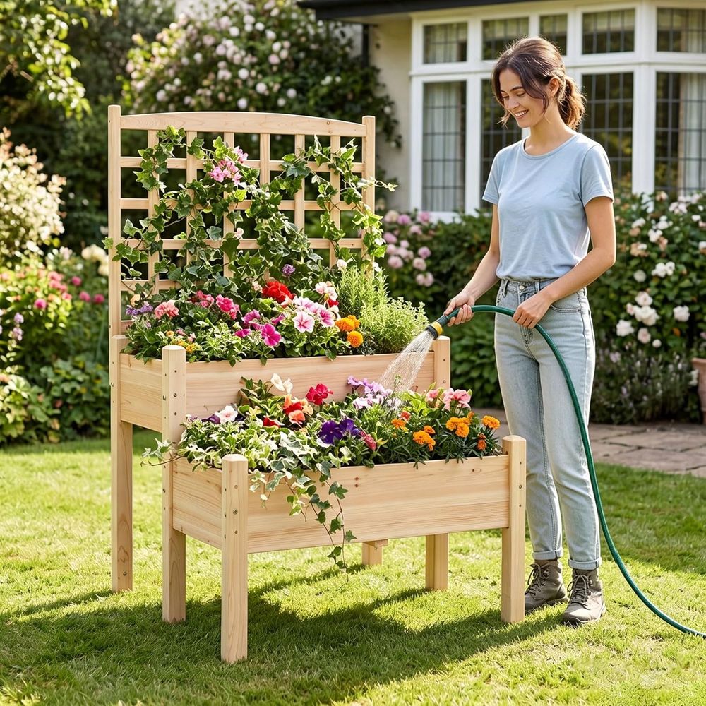 Raised Garden Bed with Trellis - Raised Garden Bed 评论和价格