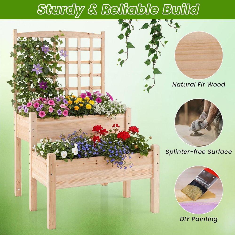 Raised Garden Bed with Trellis - Raised Garden Bed 评论和价格
