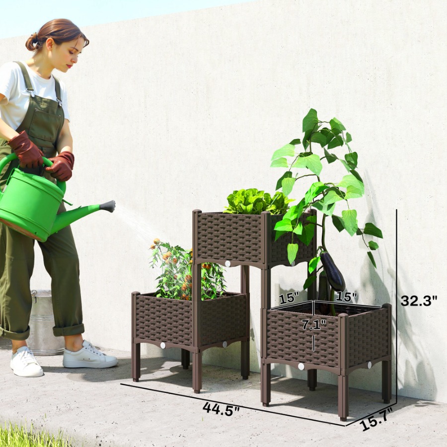 Plastic Raised Garden Bed with - Self Watering Planter 评论和价格