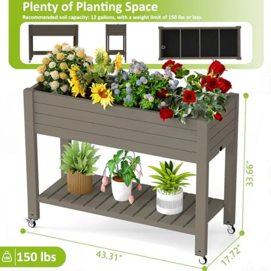 Raised Garden Bed with Legs, 3 - Self Watering Planter 评论和价格