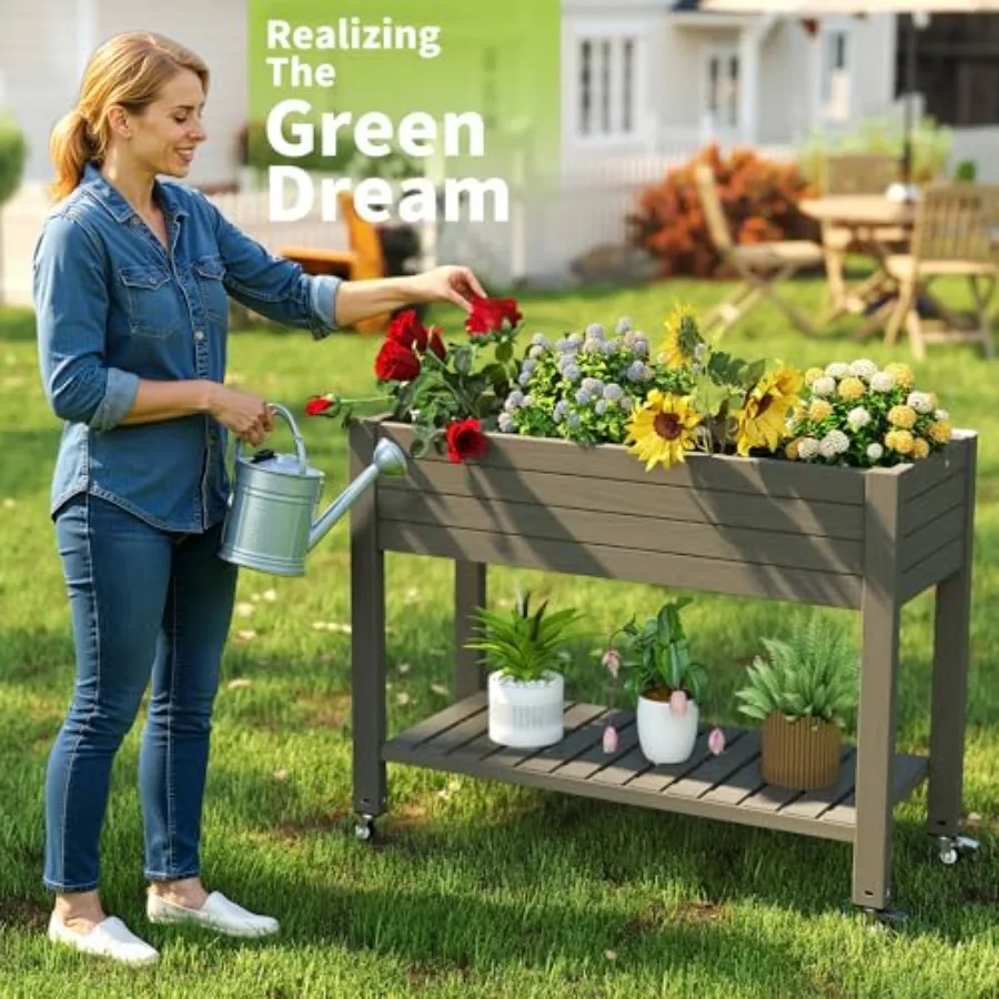 Raised Garden Bed with Legs, 3 - Self Watering Planter 评论和价格