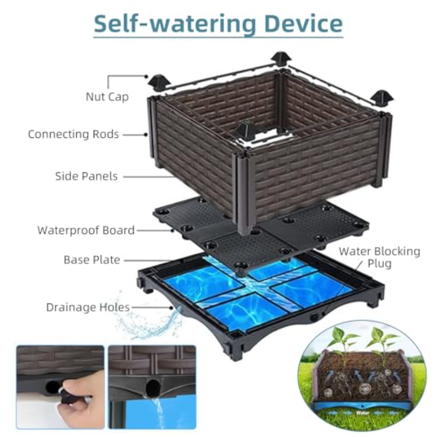 Outdoor self-watering raised p - Self Watering Planter 评论和价格