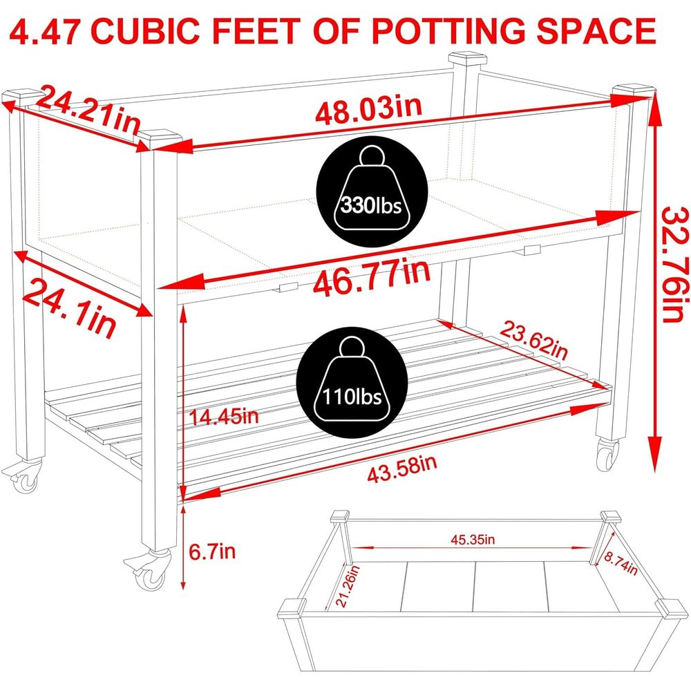 Large 48x24x33in Raised Garden - Raised Garden Bed 评论和价格
