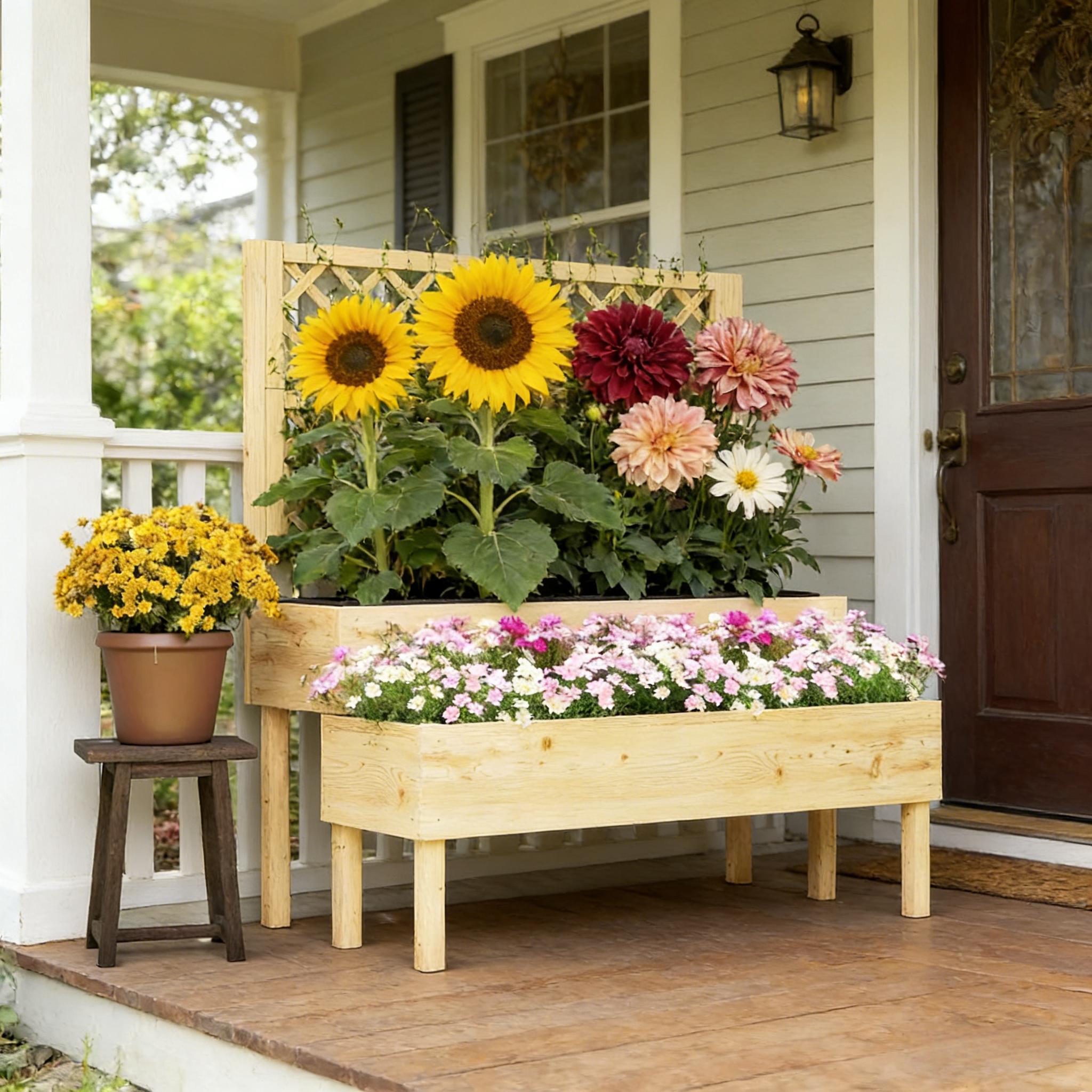 Patio Elevated Planter Box,Tre - Raised Garden Bed 评论和价格