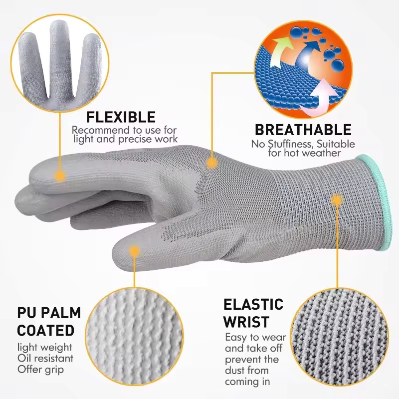 20PCS Safety Work Gloves PU Pa - Garden Gloves 评论和价格