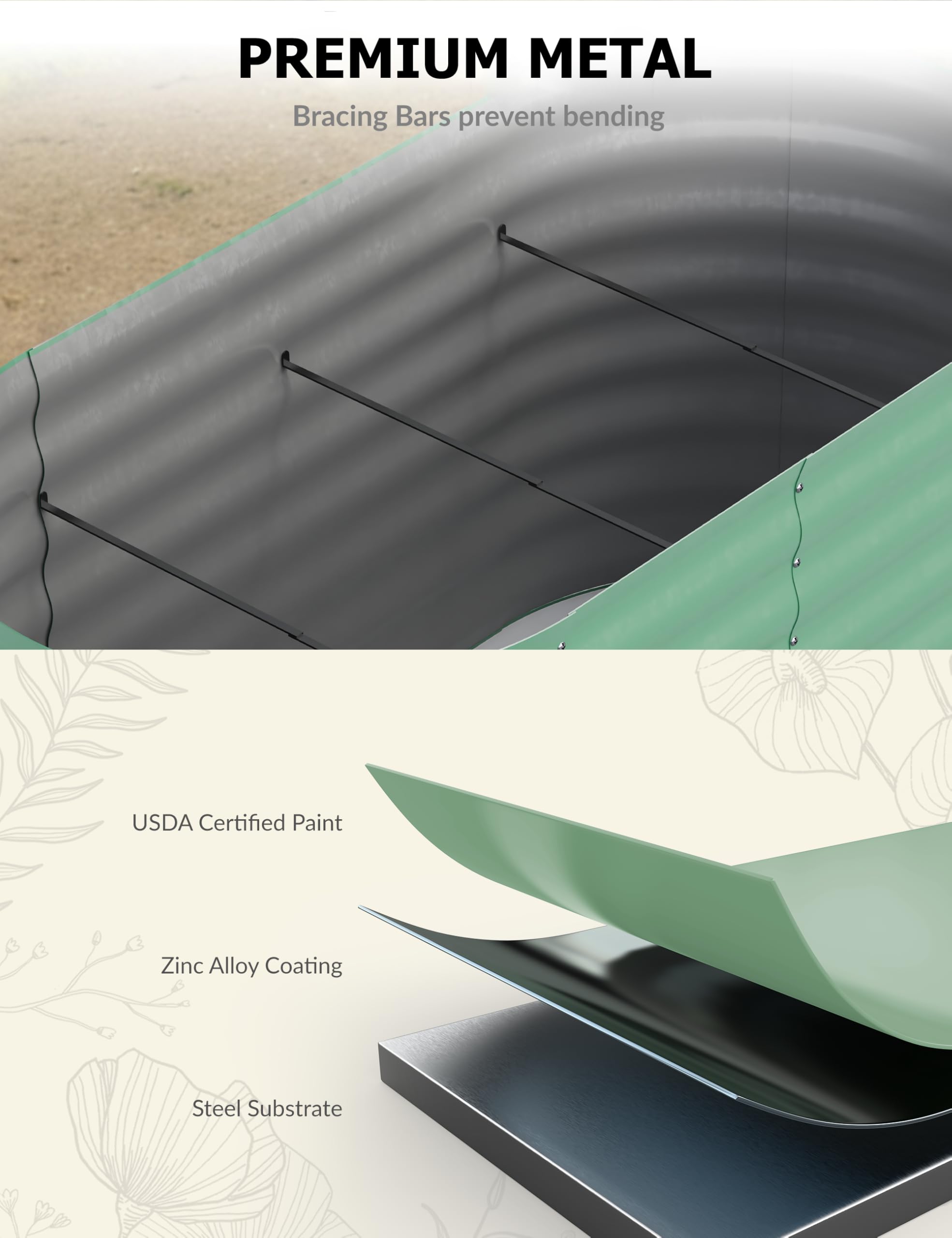 8x4x1.5 ft Galvanized Raised G - Raised Garden Bed 评论和价格