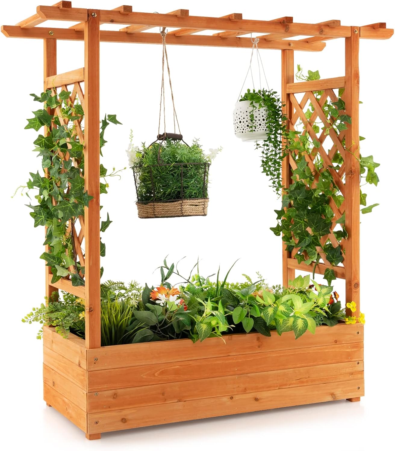 Wood Raised Garden Bed with Ar - Raised Garden Bed 评论和价格