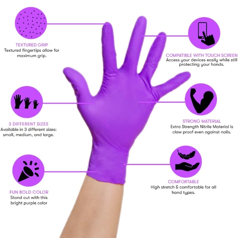 50/100PCS Violet Nitrile Glove - Garden Gloves 评论和价格