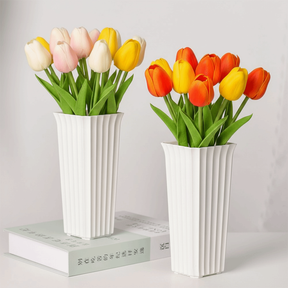 Modern Black White Flower Vase - Vertical Planter 评论和价格