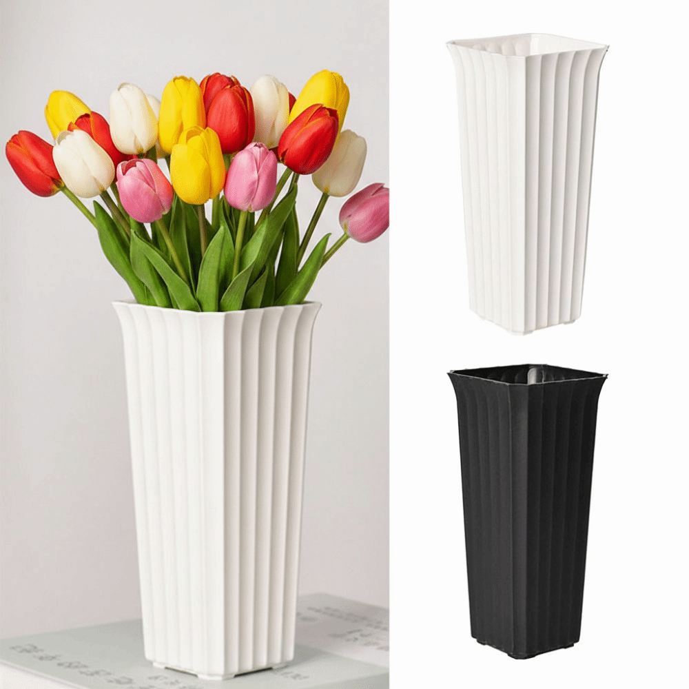 Modern Black White Flower Vase - Vertical Planter 评论和价格