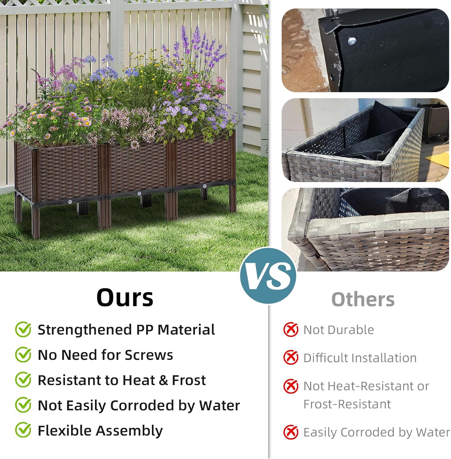 Outdoor Gardening Rattan Plant - Self Watering Planter 评论和价格