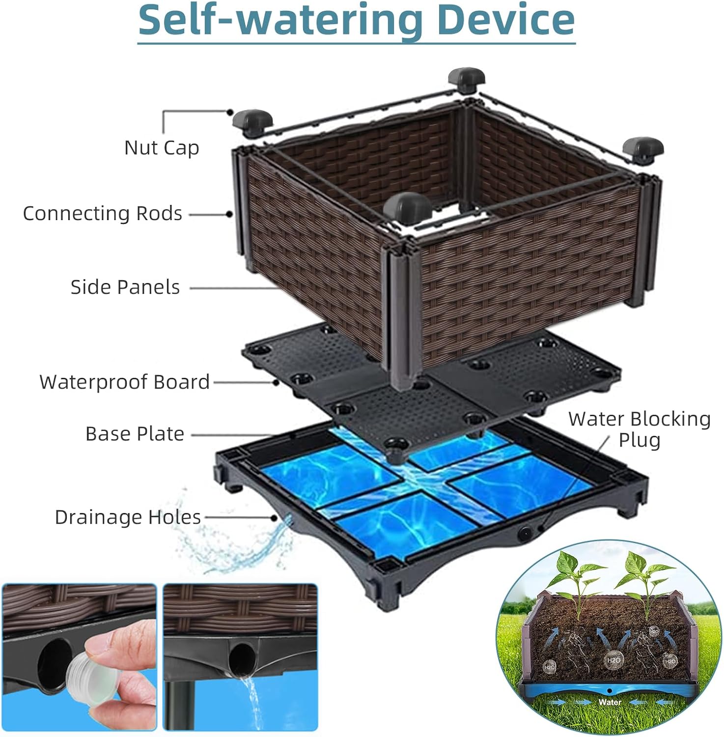 Outdoor Gardening Rattan Plant - Self Watering Planter 评论和价格